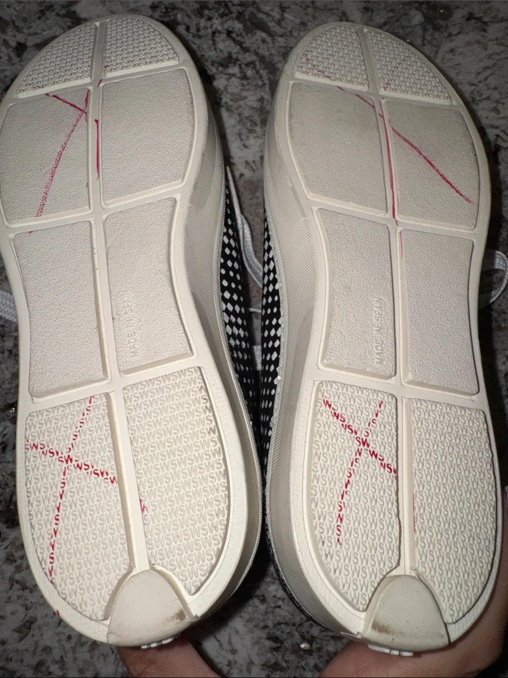 Stuart Weitzman Black and White Checker Lace-Up Sneakers